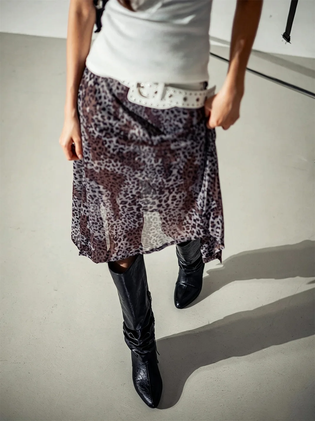 MIAOLV | Pointed Toe Buckle Slouch Knee-High Boots