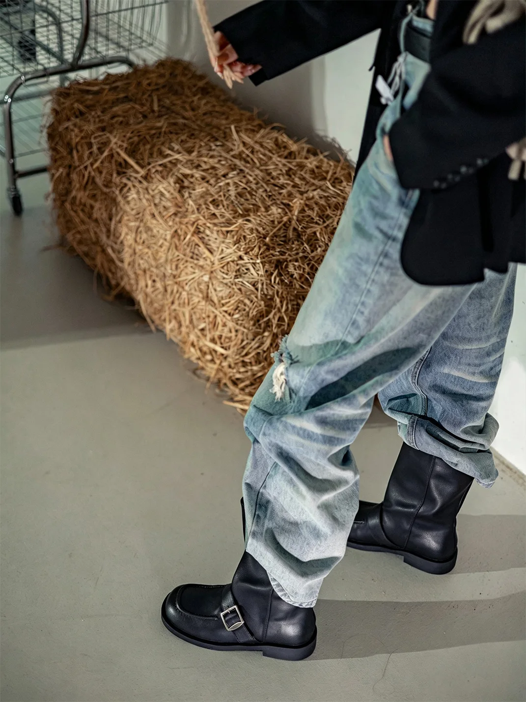 MIAOLV | Retro Buckle Block Heel Tall Boots