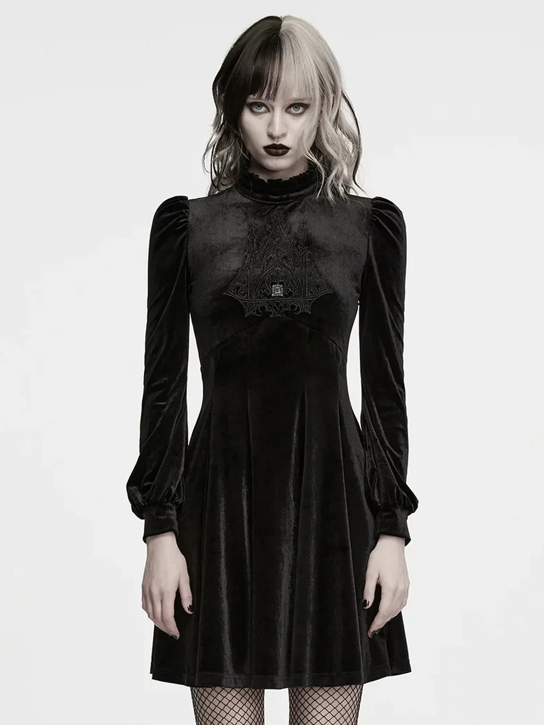 GTLLT | Gothic Cathedral Embroidered Velvet A-Line Dress