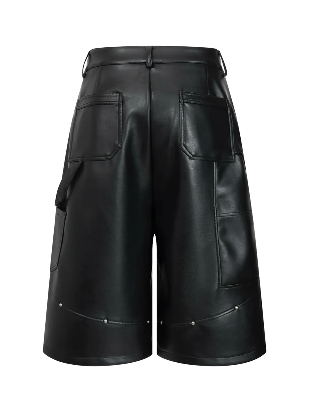 BE A DEVIL | Skull Button Studded Faux Leather Capri Pants