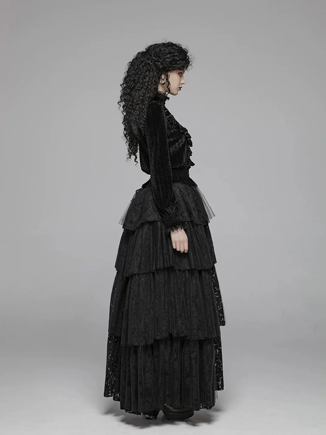 GTLLT | Gothic Textured Velvet Long Sleeve Shirt