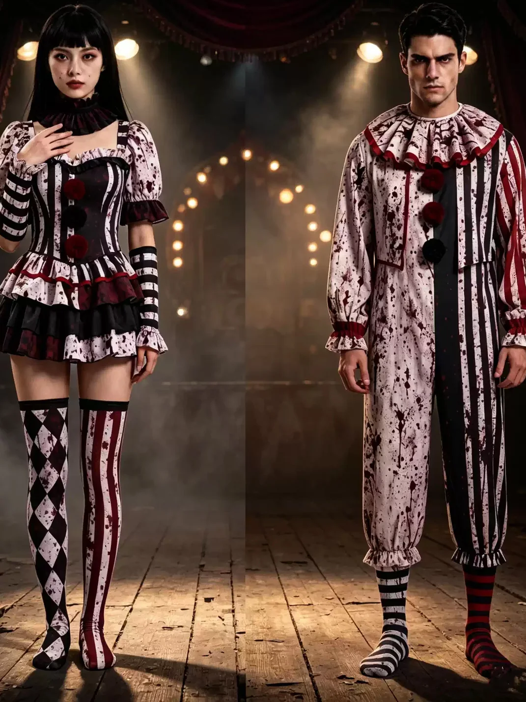 HMCY | Bloodstain Print Clown Couple Costume Set