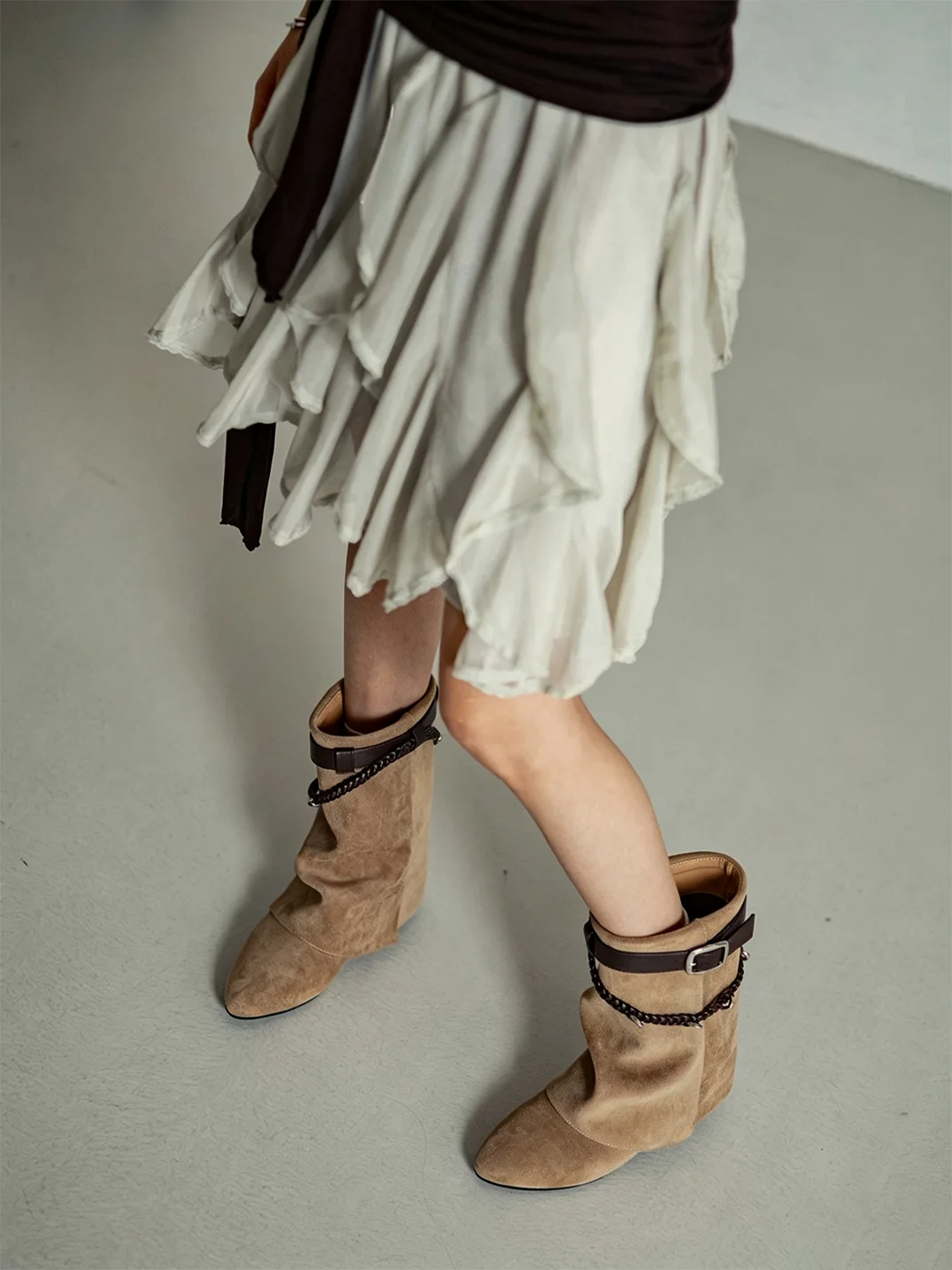 MIAOLV | Pointed-Toe Slouchy Western Mid-Calf Boots