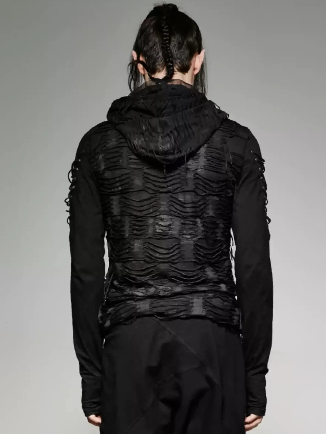 GTLLT | Gothic Distressed Hooded Long Sleeve T-Shirt
