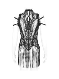 GTLLT | Gothic Sleeveless Fringe Lace Top