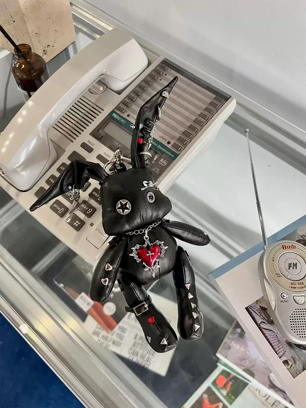 Kuroutaya | Y2K Studded Plush Rabbit Keychain