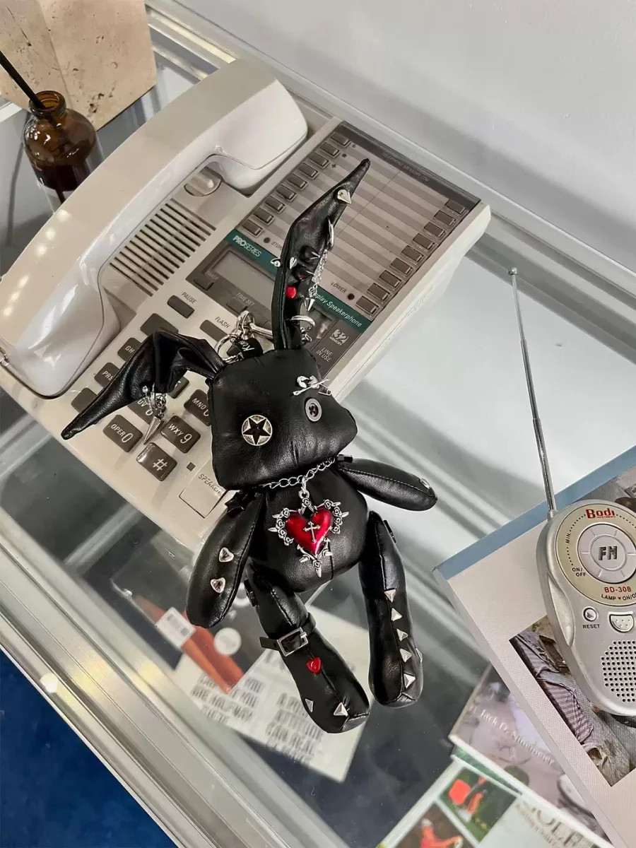 Kuroutaya | Y2K Studded Plush Rabbit Keychain - 4