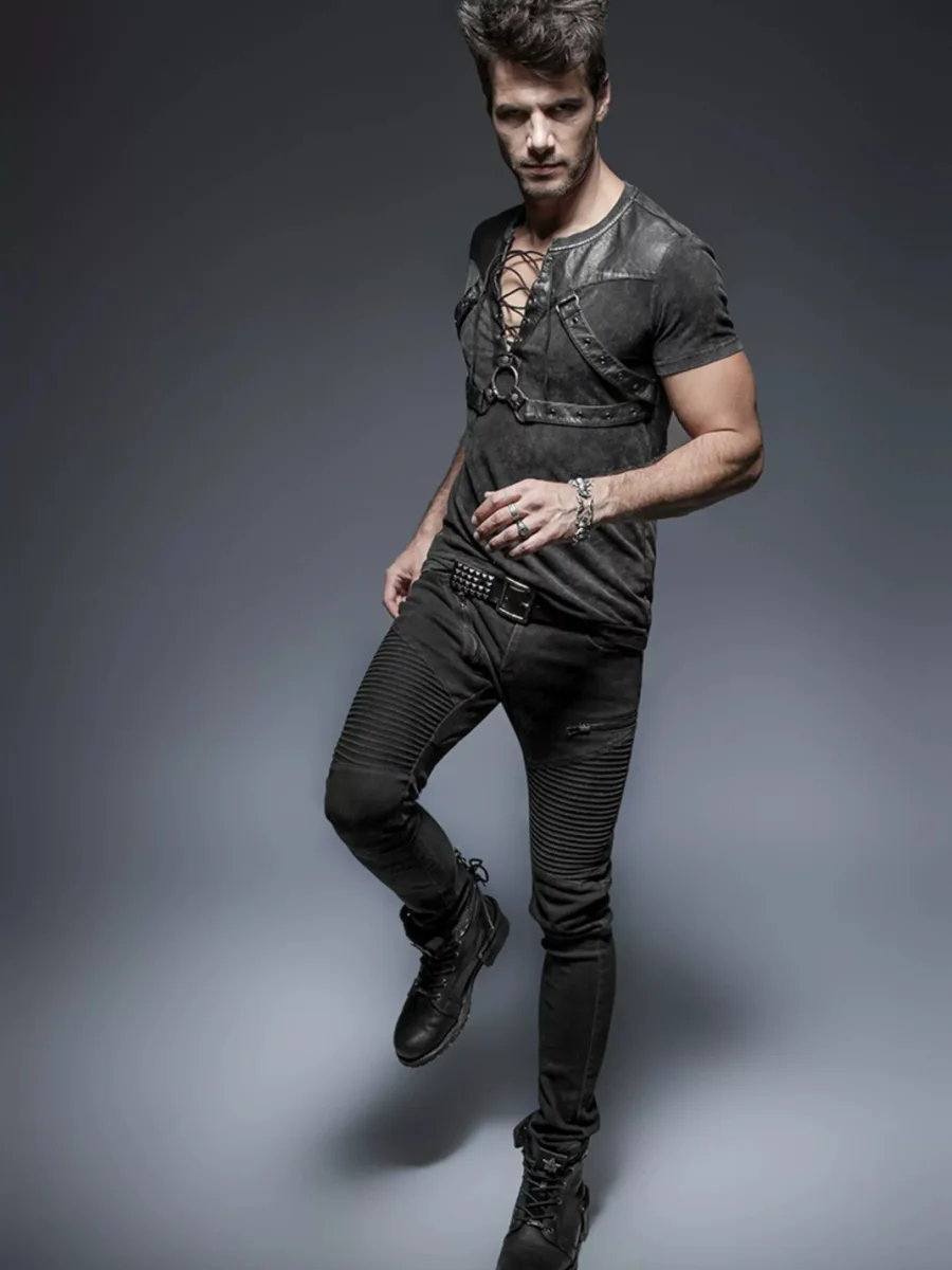 GTLLT | Punk Lace-Up Slim Fit T-Shirt - 2