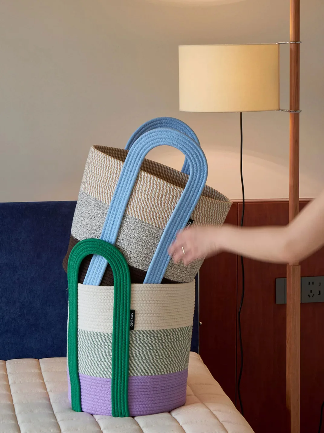 SOREMO | Color Block Woven Laundry Storage Basket