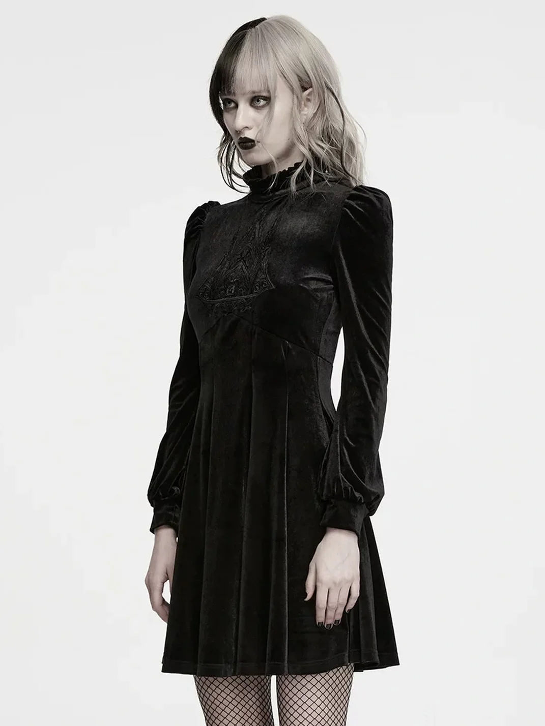 GTLLT | Gothic Cathedral Embroidered Velvet A-Line Dress