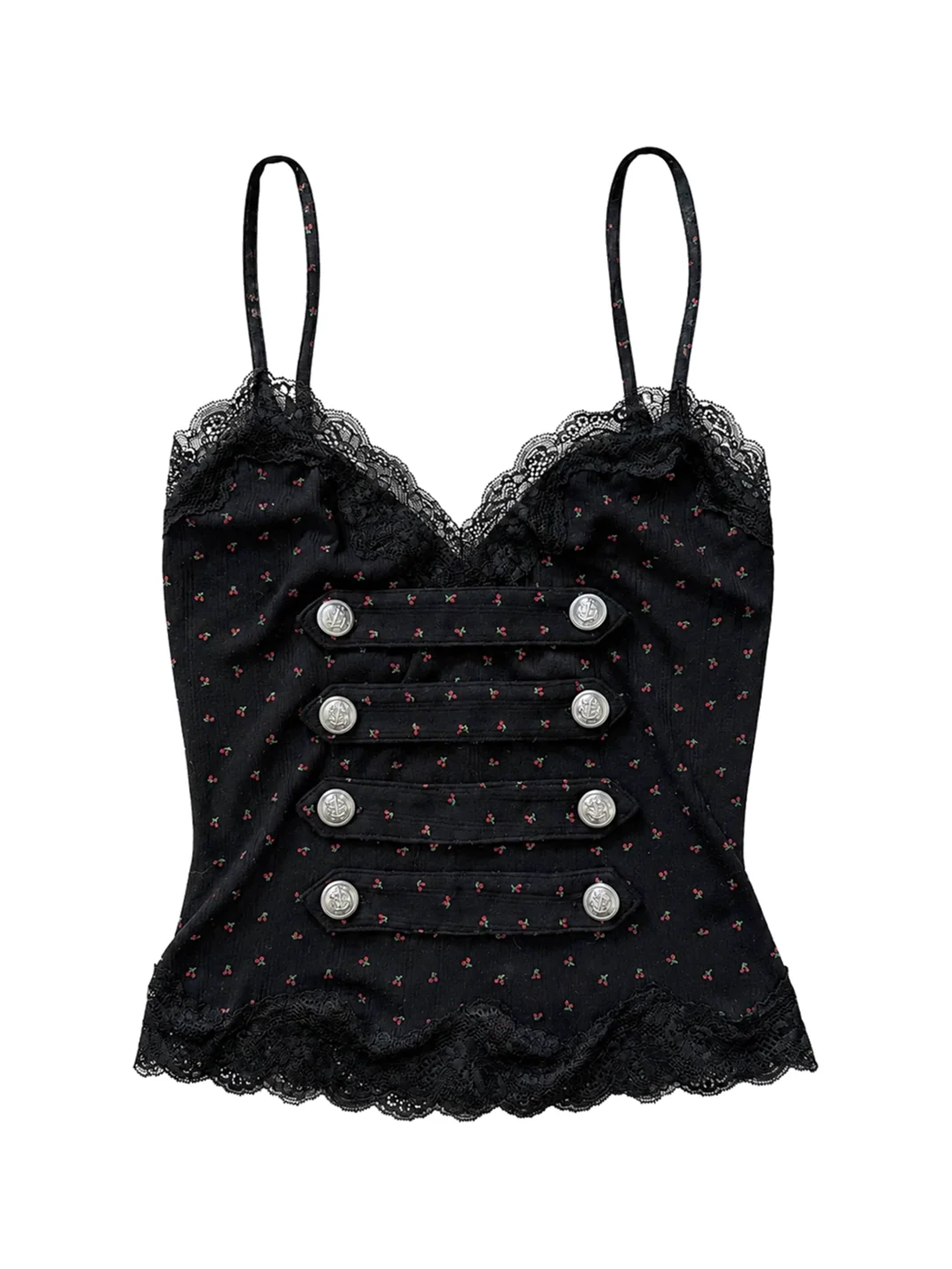 FOURFORTY | Floral Lace Trim Button Cami Top