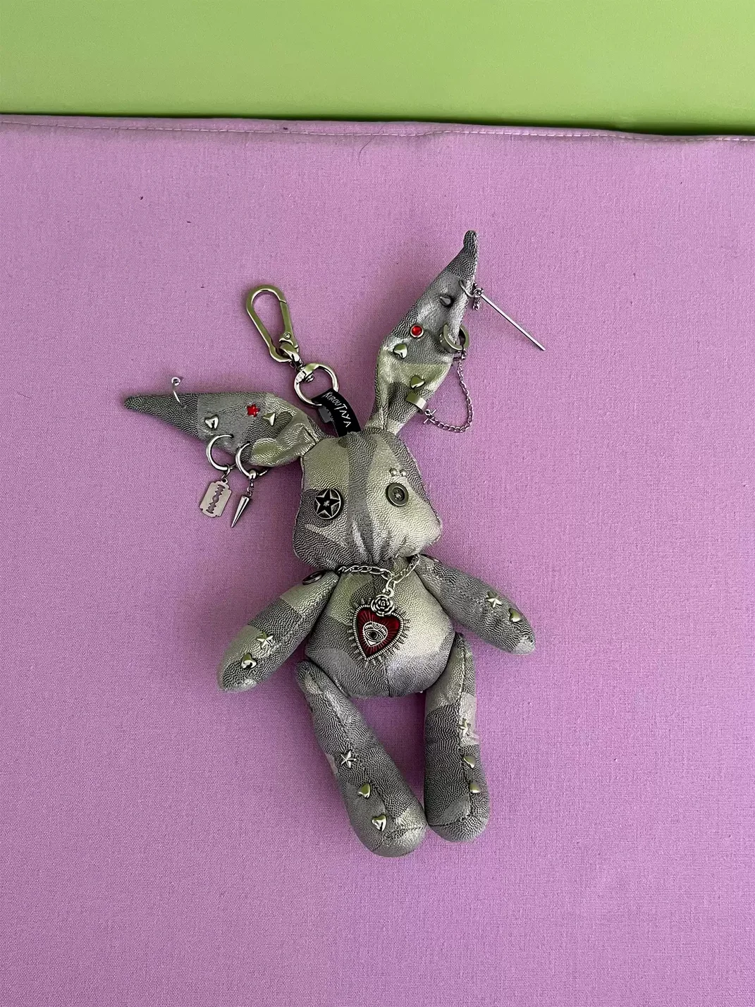 Kuroutaya | Y2K Studded Plush Rabbit Keychain