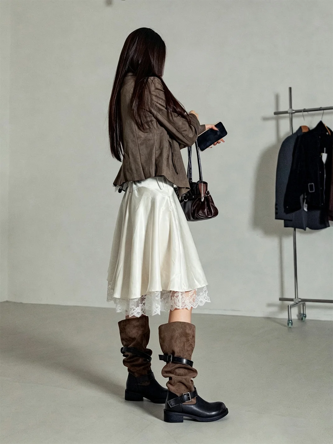 MIAOLV | Retro Buckle Slouchy Rider Boots