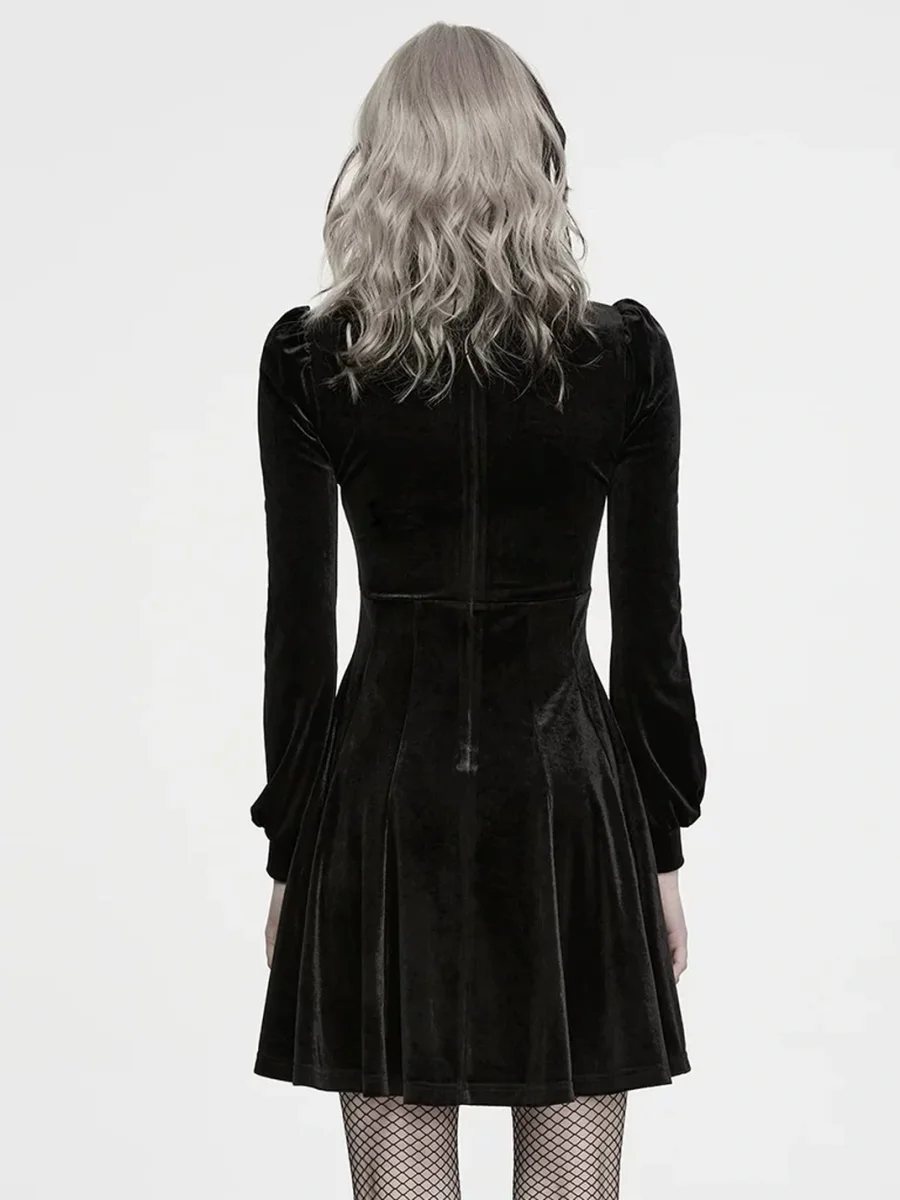 GTLLT | Gothic Cathedral Embroidered Velvet A-Line Dress - 4
