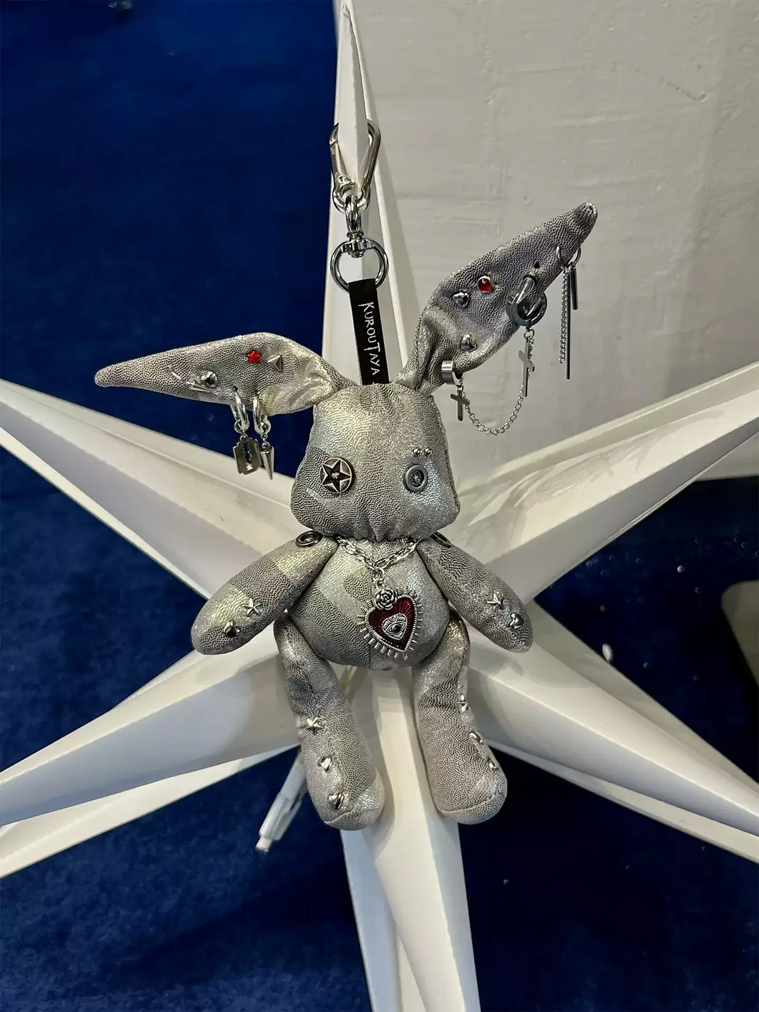 Kuroutaya | Y2K Studded Plush Rabbit Keychain