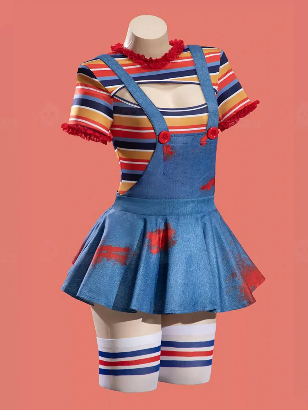 Bbunny | Striped Chucky Cosplay Overall Skirt Set