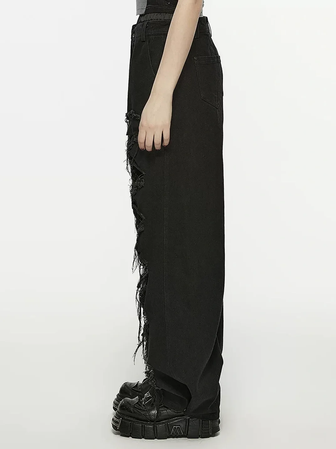GTLLT | Punk Ripped Wide-Leg Denim Pants