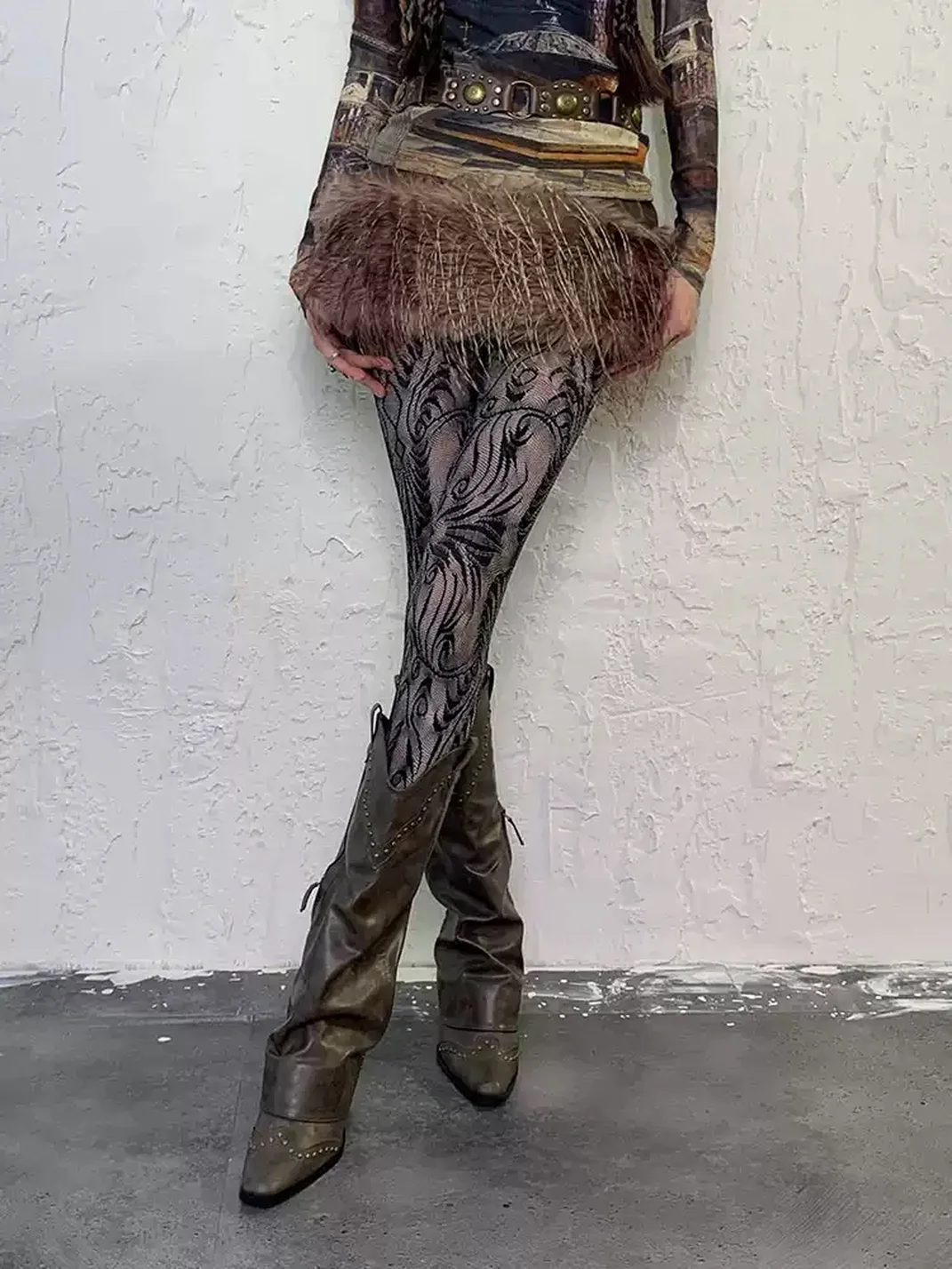Bokior | Retro Gothic Patterned Mesh Tights