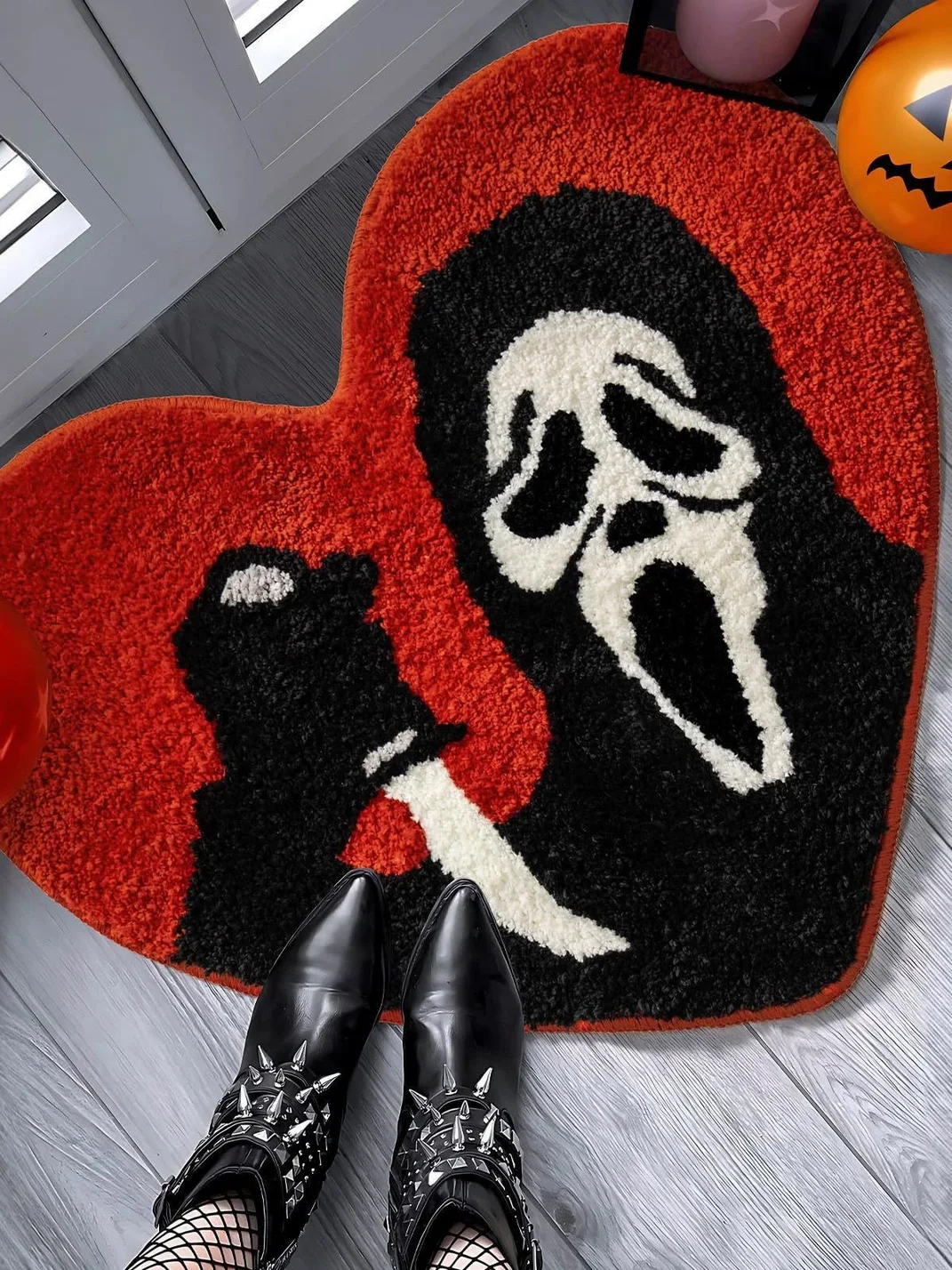 Rockbaby | Gothic Spiderweb Heart Coffin Halloween Rug
