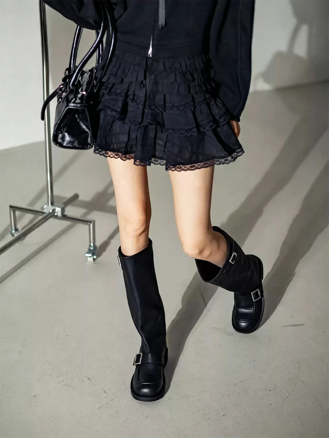 MIAOLV | Retro Buckle Block Heel Tall Boots