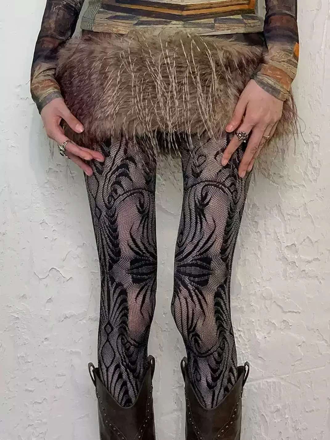 Bokior | Retro Gothic Patterned Mesh Tights