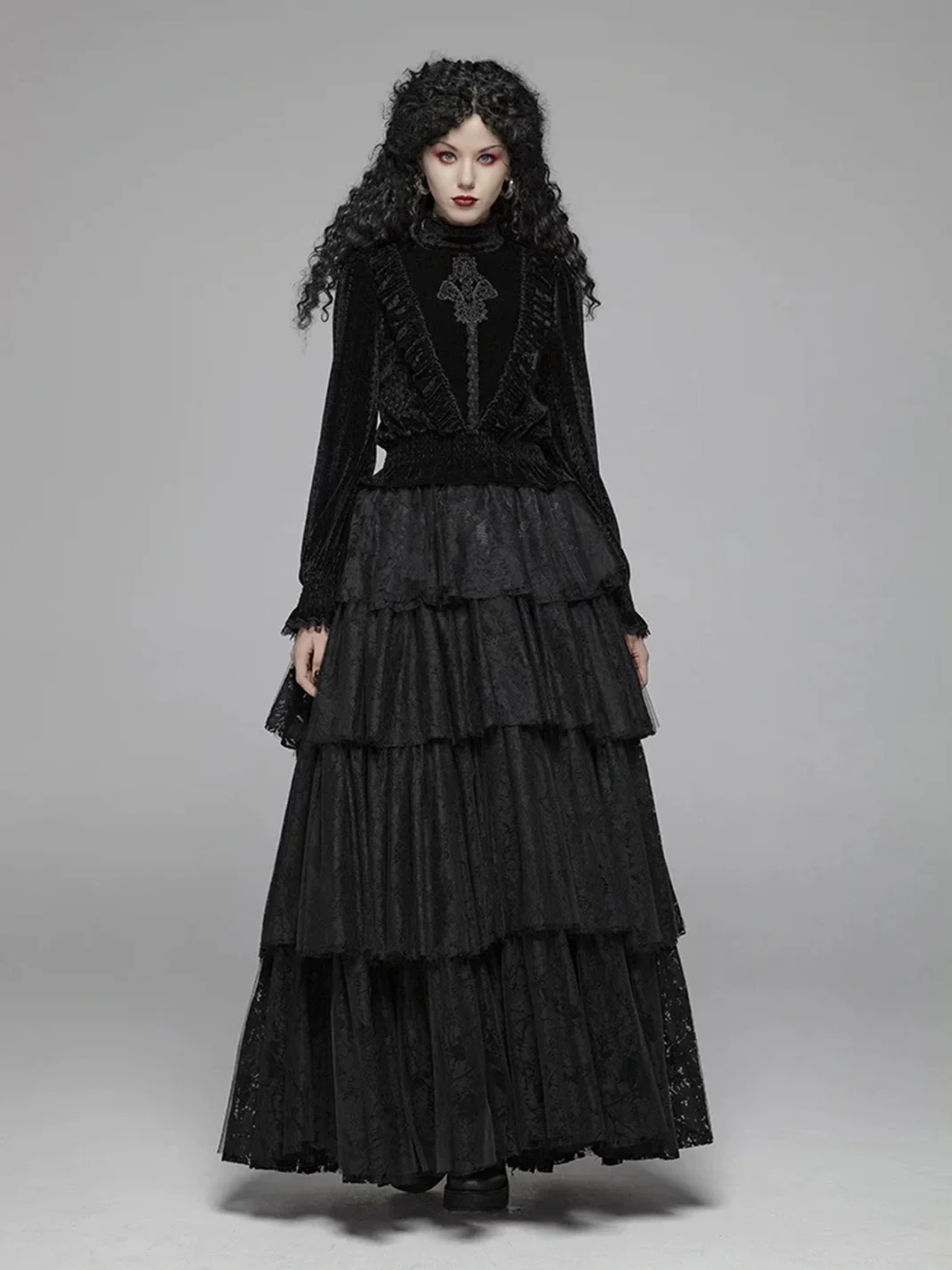 GTLLT | Gothic Textured Velvet Long Sleeve Shirt