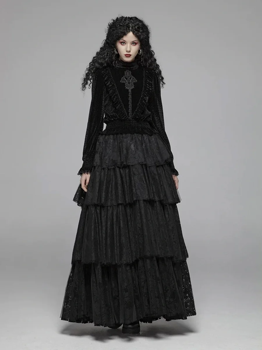 GTLLT | Gothic Textured Velvet Long Sleeve Shirt - 3