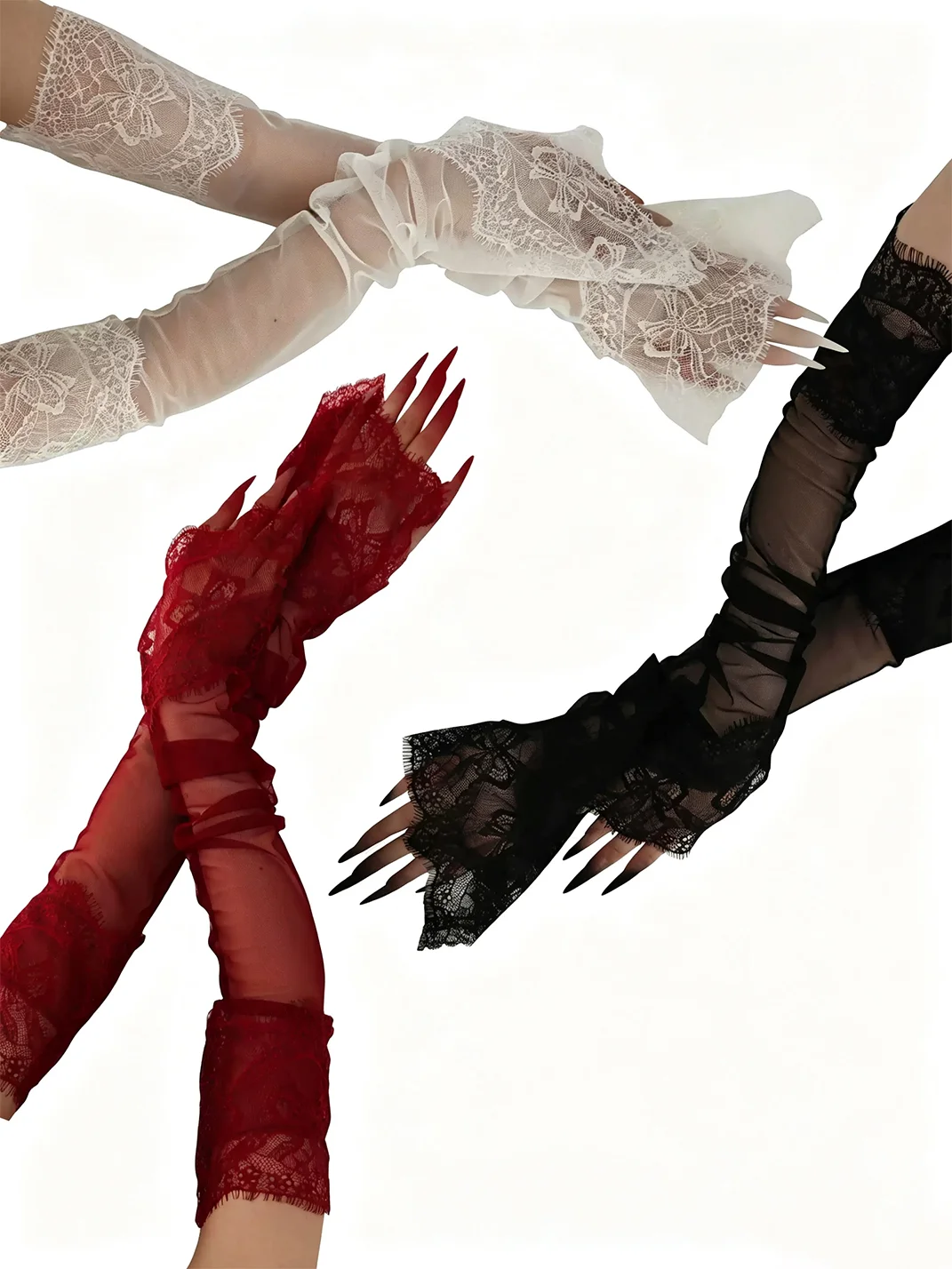 AngleAngel | Vintage Lace Trim Fingerless Gloves