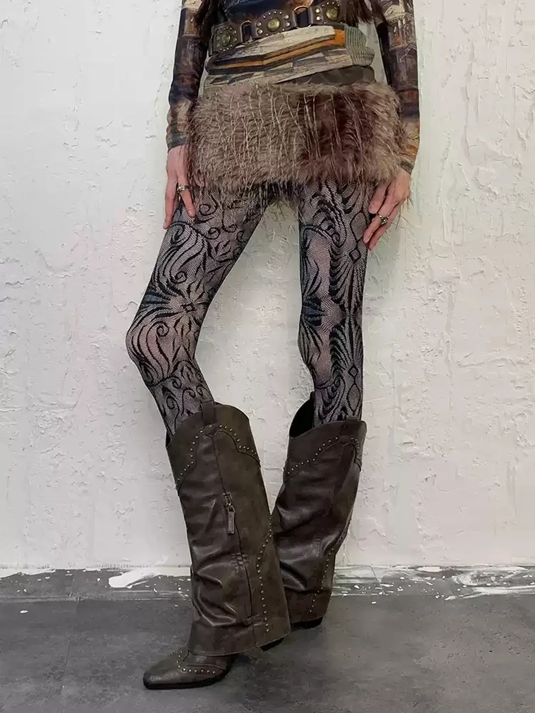 Bokior | Retro Gothic Patterned Mesh Tights