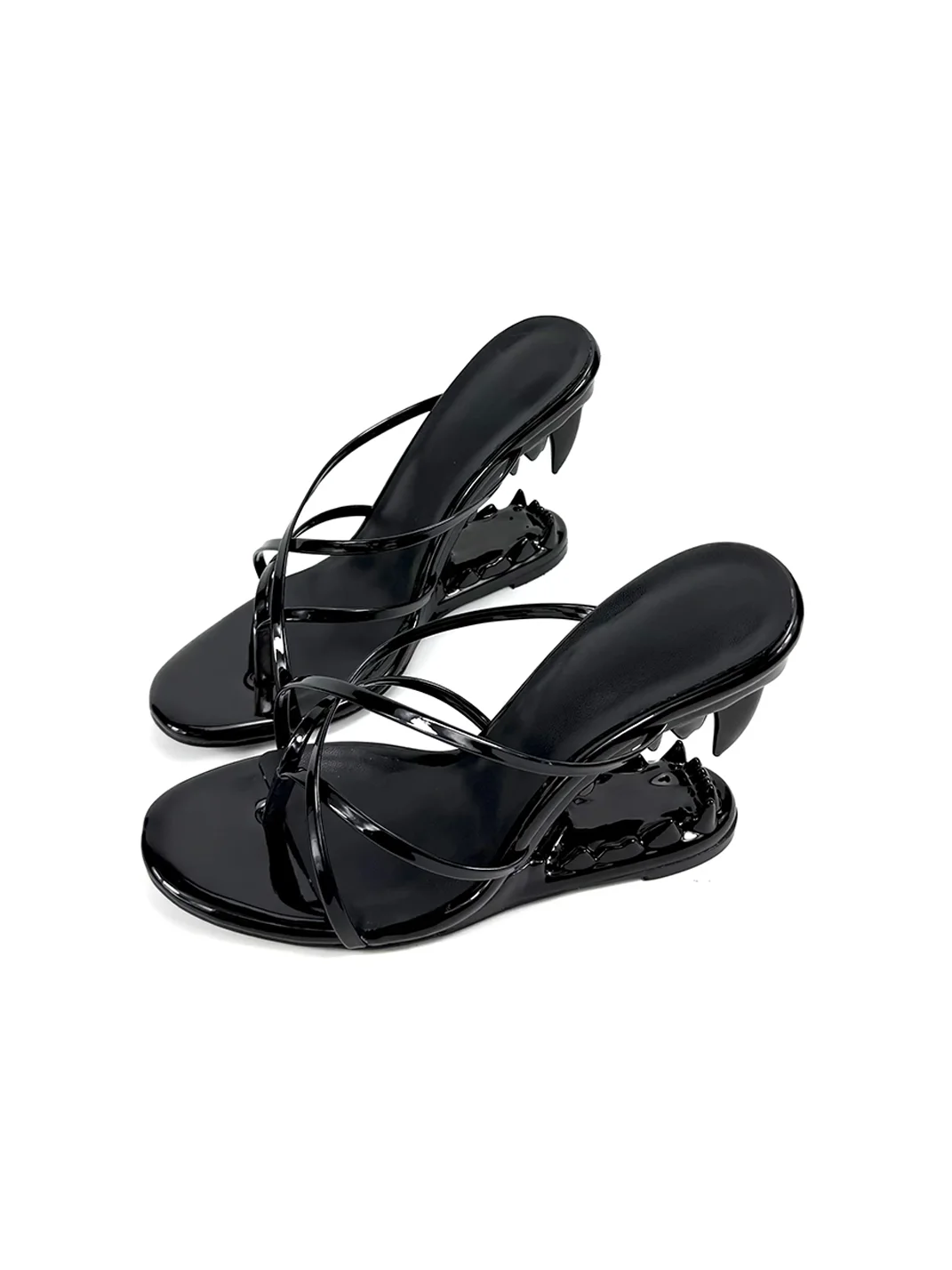 Dolly Bae | Fang Sculptural Wedge Thong Sandals