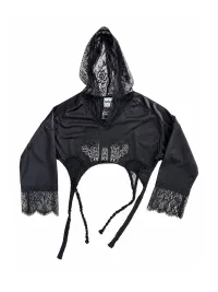 FOURFORTY | Lace Mesh Cropped Hooded Jersey