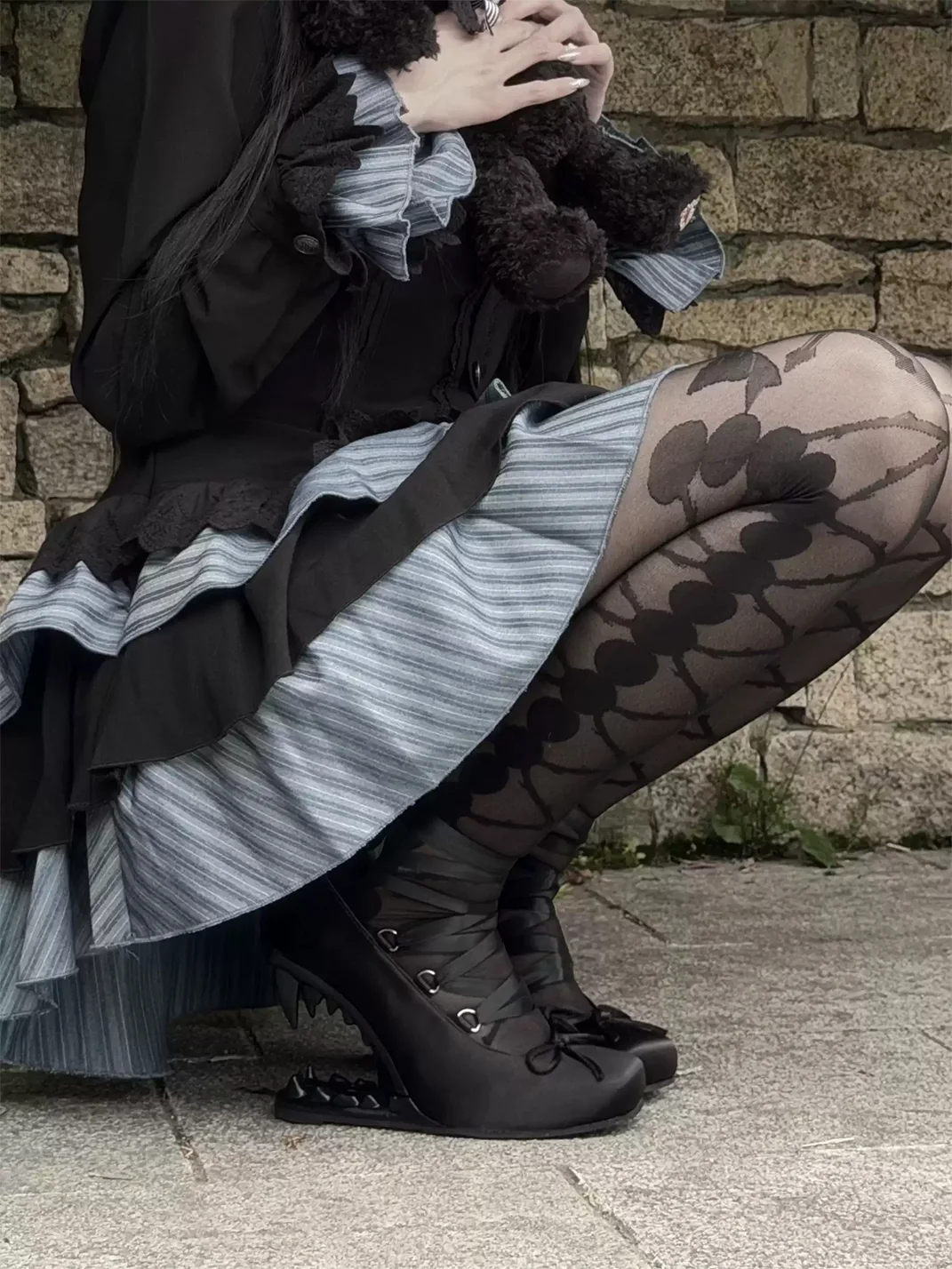 Dolly Bae | Gothic Fang Heel Square Toe Pumps