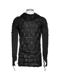 GTLLT | Gothic Distressed Hooded Long Sleeve T-Shirt