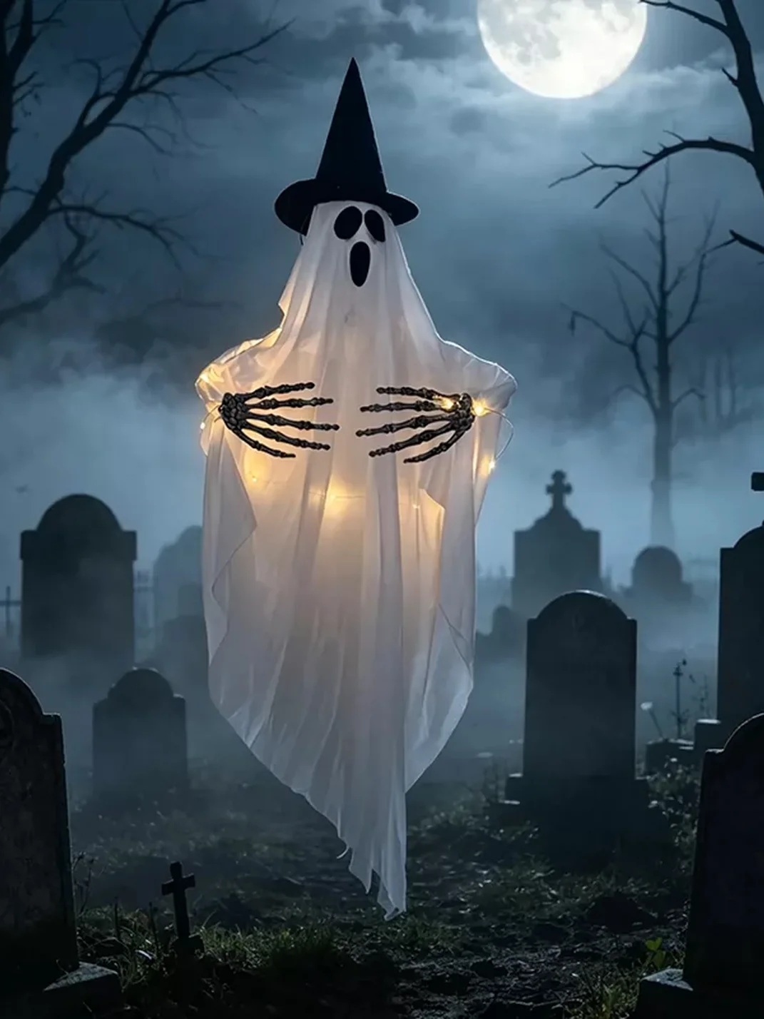 WSJHYC | Lighted Witch Hat Ghost Hanging Decoration