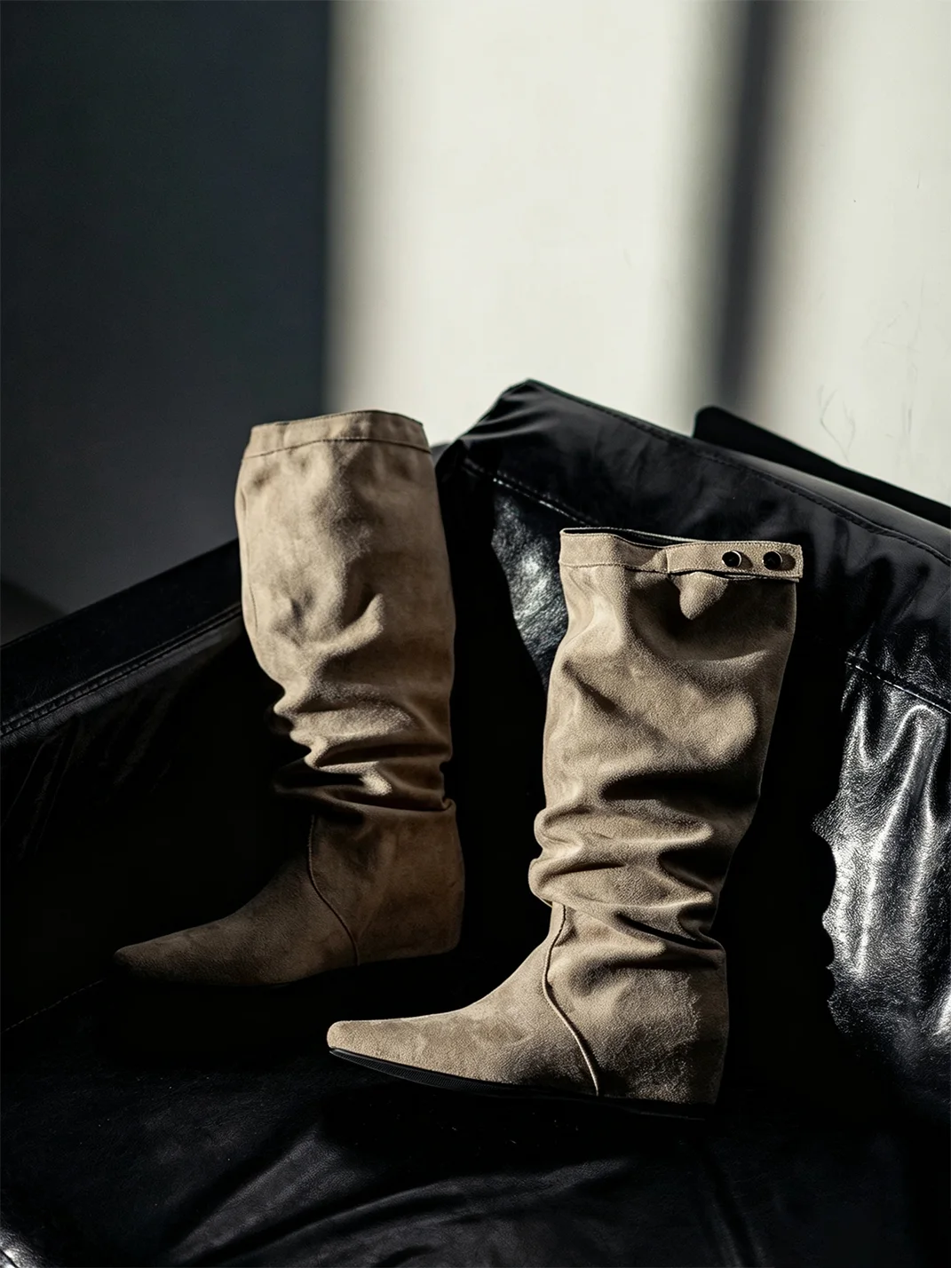 MIAOLV | Retro Pointed Toe Slouchy Tall Boots