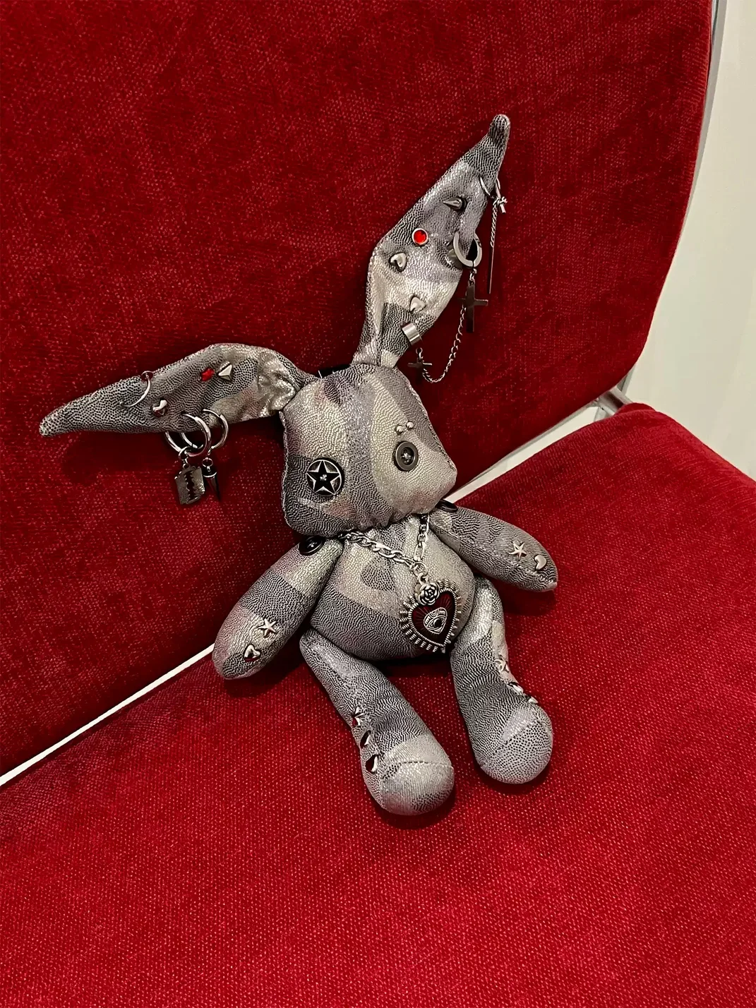 Kuroutaya | Y2K Studded Plush Rabbit Keychain