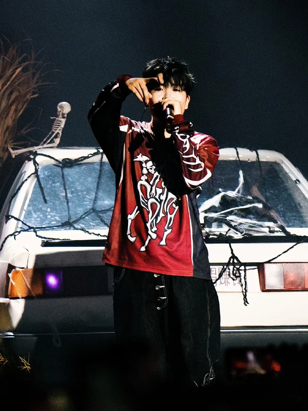 WASTED | Skull Embroidered Colorblock Hockey Jersey