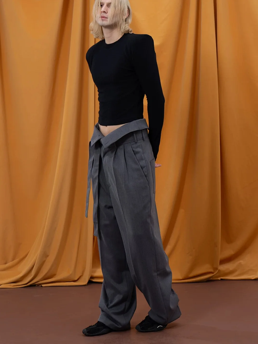 CLP | Foldover Waist Wide-Leg Trousers