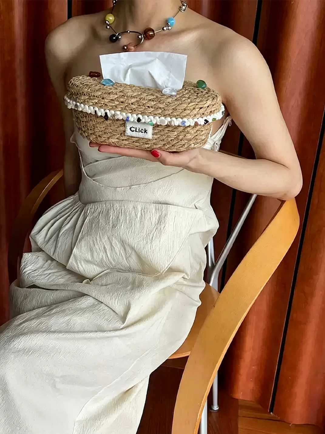 Click | Handwoven Straw Tissue Storage Box