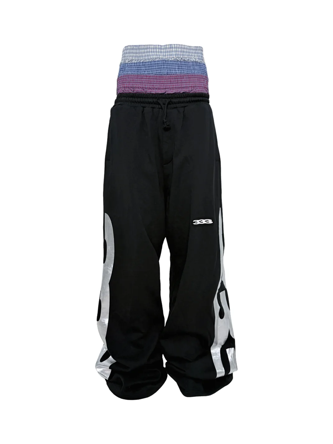 PCCVISION | Baggy Silver Print Wide-Leg Sweatpants