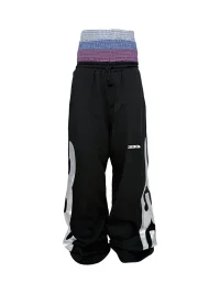 PCCVISION | Baggy Silver Print Wide-Leg Sweatpants