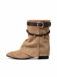 MIAOLV | Pointed-Toe Slouchy Western Mid-Calf Boots