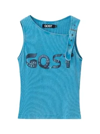 GOST | Asymmetric Letter Print Ribbed Tank Top