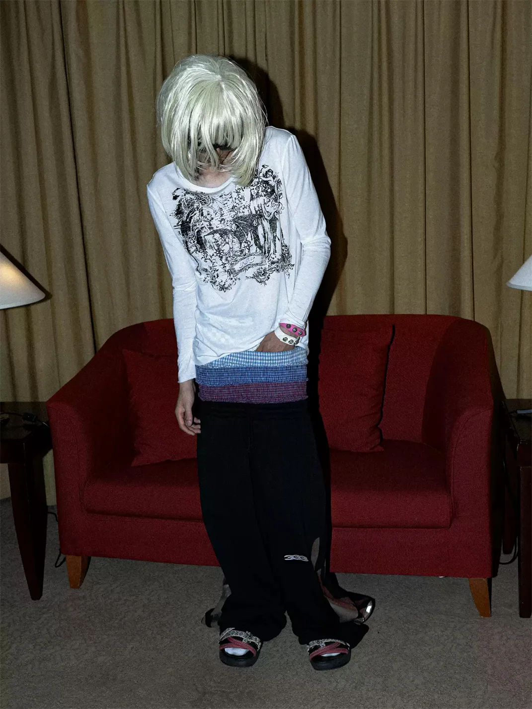 PCCVISION | Baggy Silver Print Wide-Leg Sweatpants