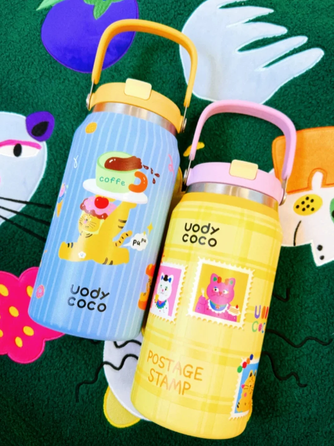 Uodycoco | Cute Cartoon Portable Insulated Water Bottle