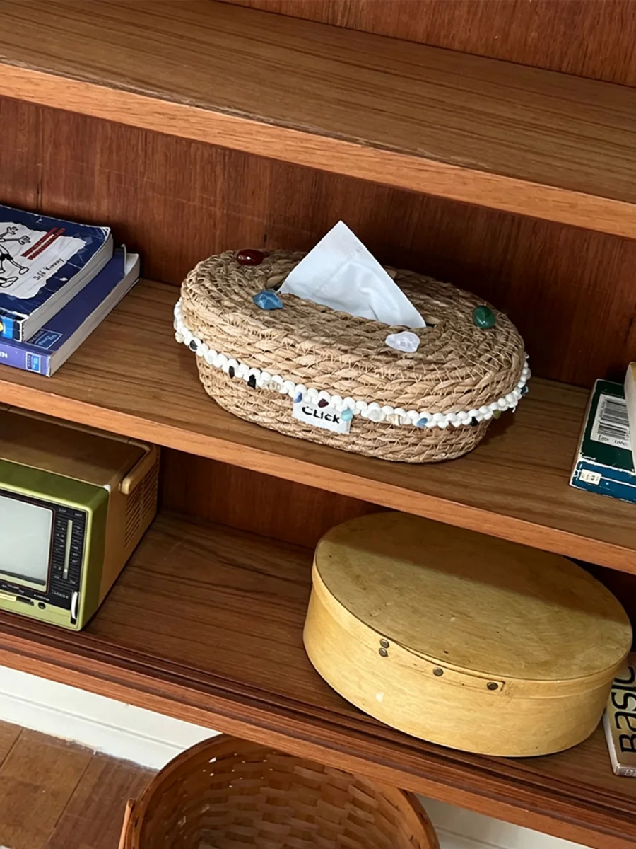 Click | Handwoven Straw Tissue Storage Box - 3