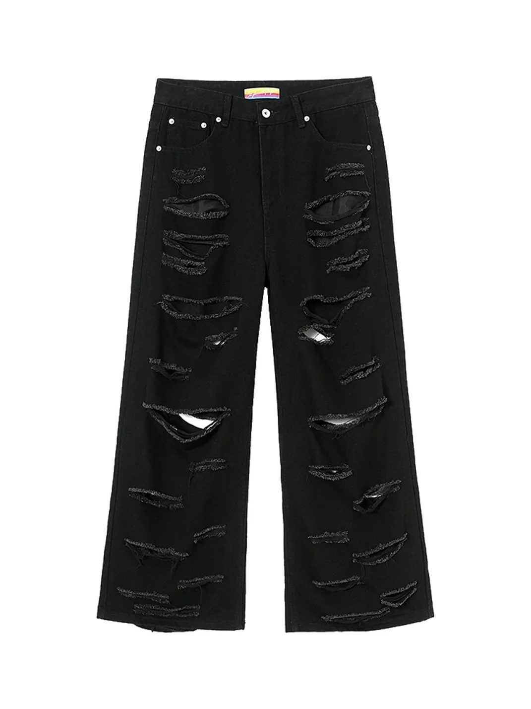 CLP | Black Distressed Wide-Leg Jeans