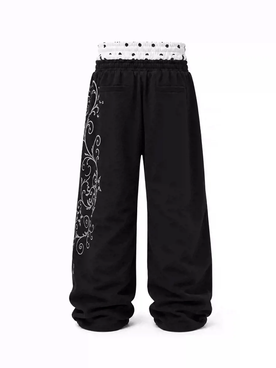 KARMANISTIC | Double Waist Loose Wide Leg Drawstring Sweatpants - 2