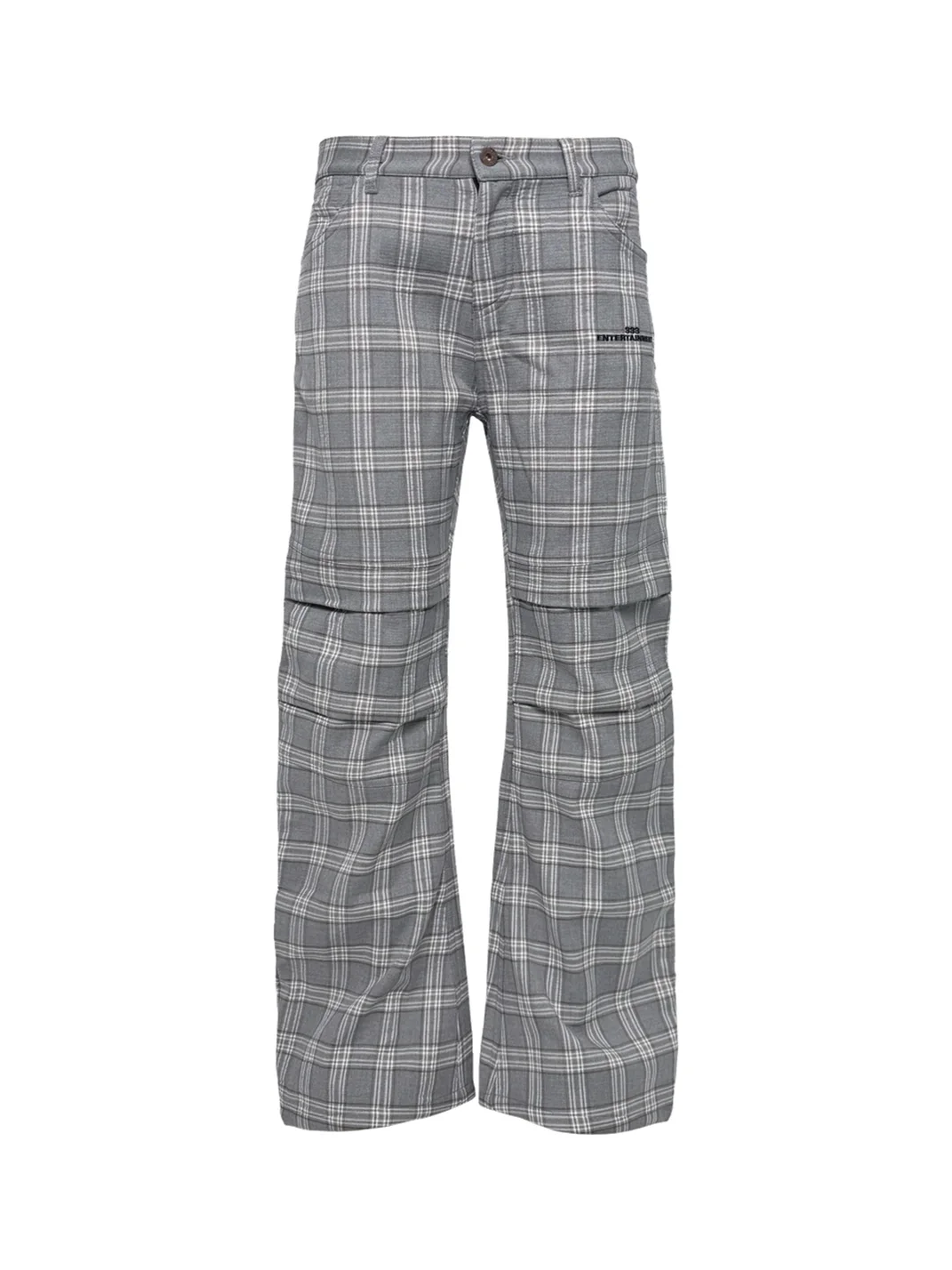 PCCVISION | Plaid Embroidered Pleated Wide-Leg Casual Pants