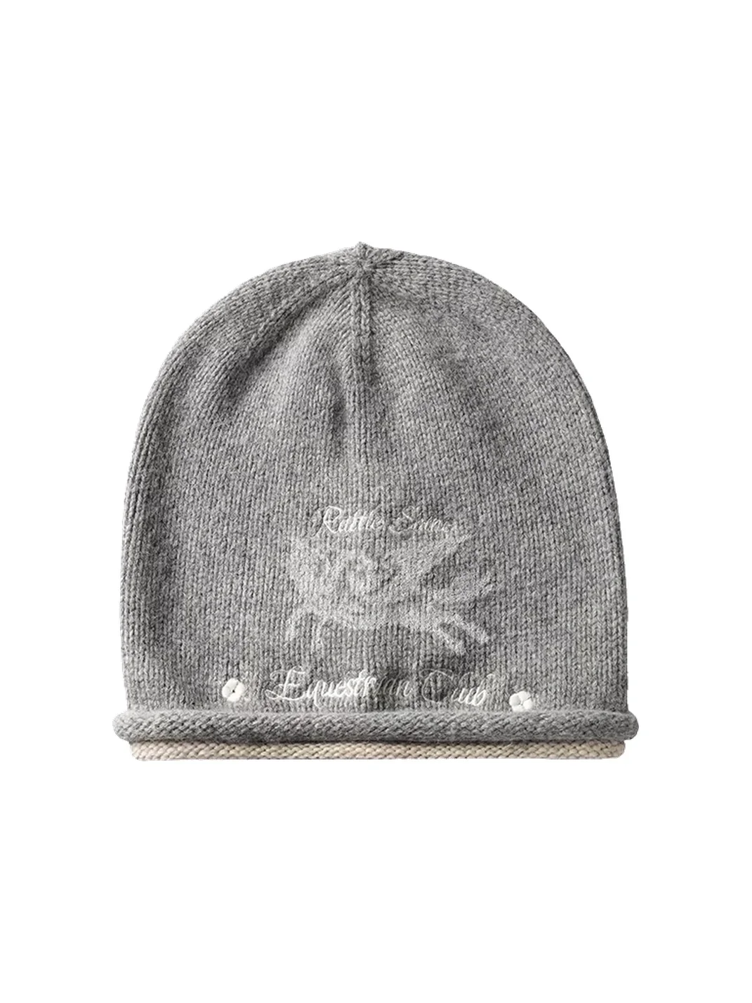 REDRINSE | Winged Horse Double Cuff Wool Beanie